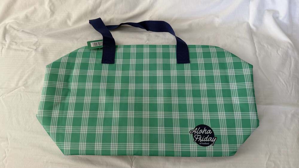 Foodland Hawaii Aloha Friday Green Palaka Plaid Insulated Cooler Tote Bag